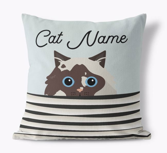 Peeking Cat: Personalised {breedCommonName} Canvas Cushion